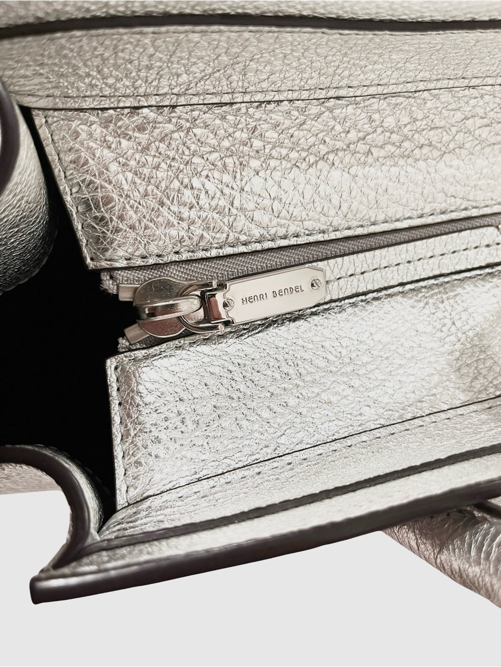Henri Bendel Rivington 2-in-1 Leather Tote Metallic Silver NWOT - Picture 12 of 15